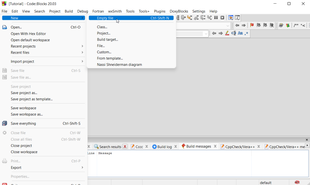 Setting Up Code::Blocks IDE for C Programming: Step 14: Create an empty file