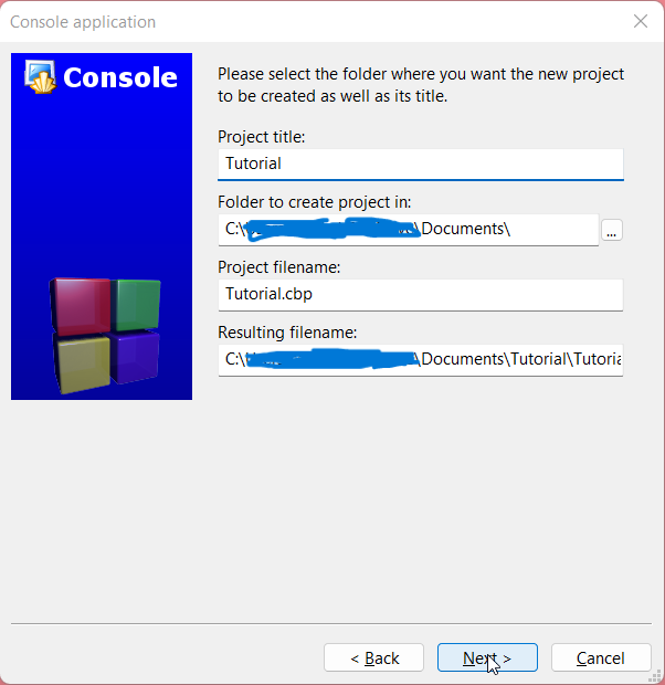 Setting Up Code::Blocks IDE for C Programming: Step 12: Naming your C Project with a fitting name