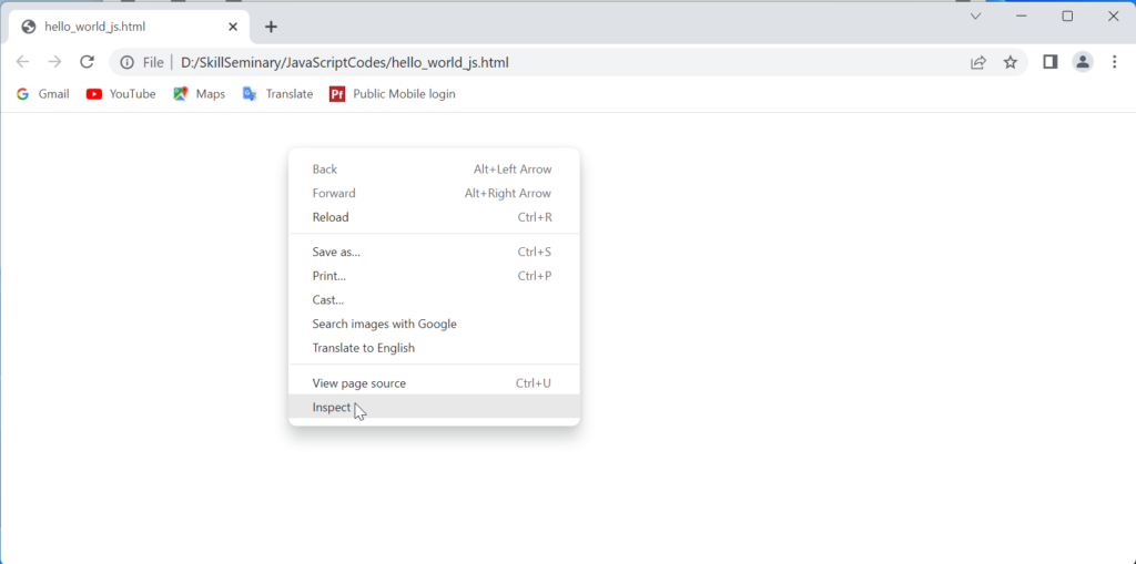 Run JavaScript just on a Web Browser : Step 4: Open the browser's developer console