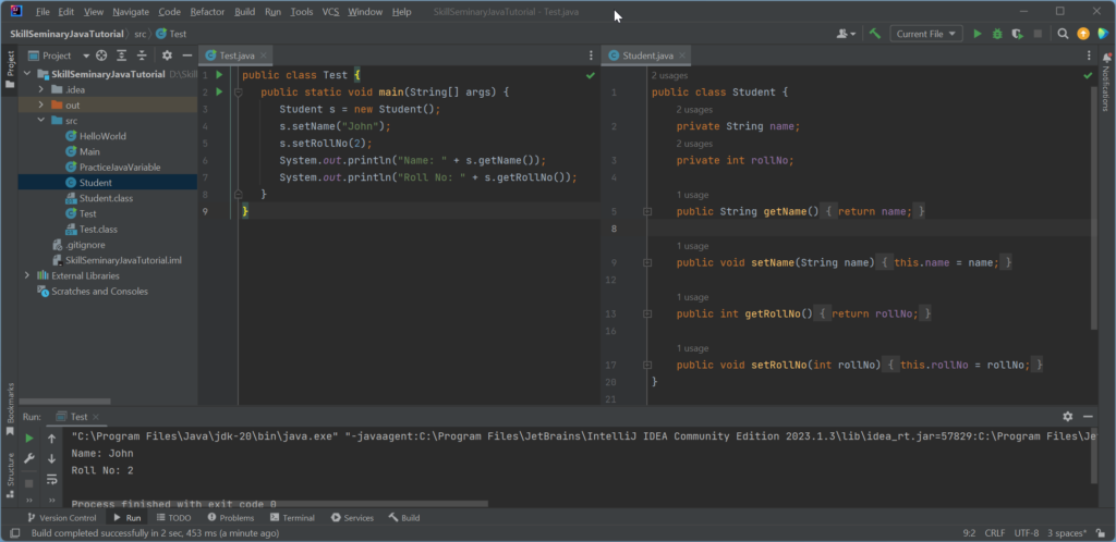 Run Java Encapsulation Example with IntelliJ IDEA