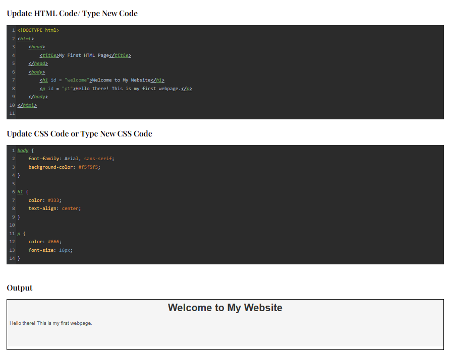 Online code editor for CSS
